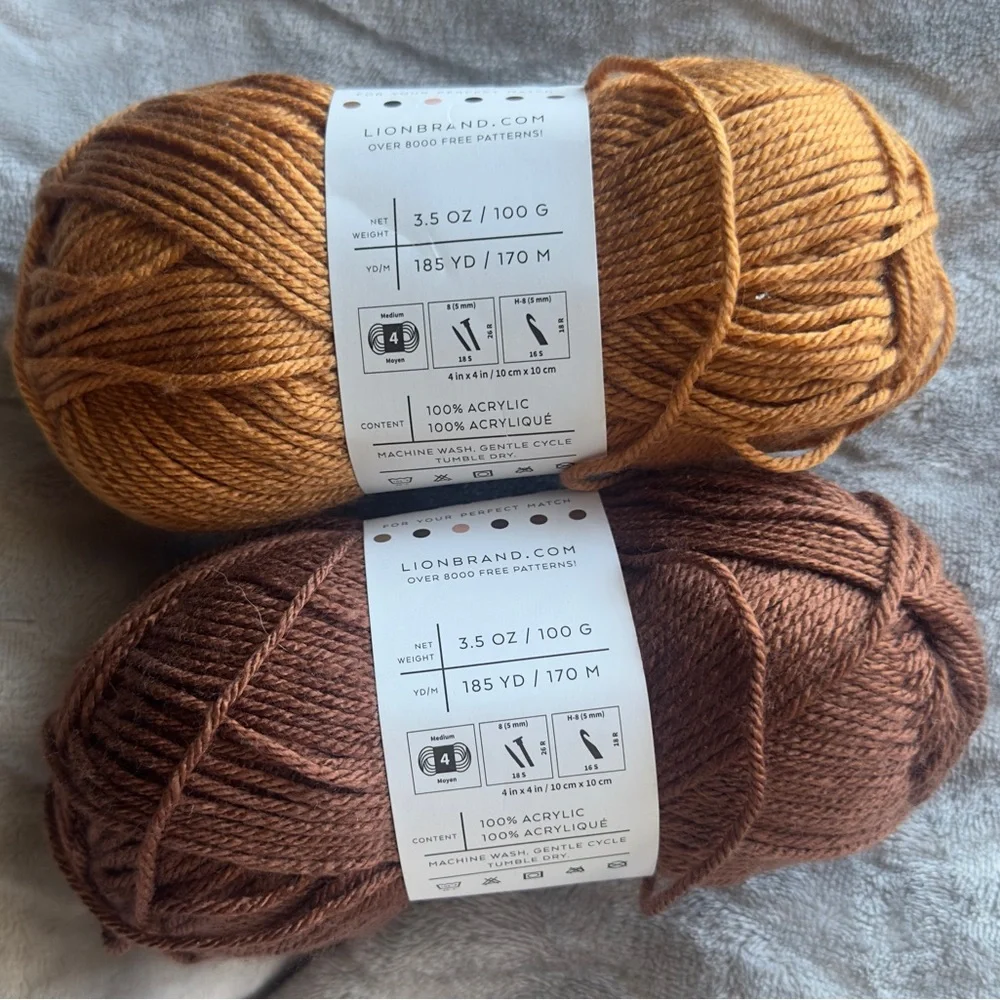 New Bundle Of 2 Lion Brand Yarn Skein Tones  100% Acrylic